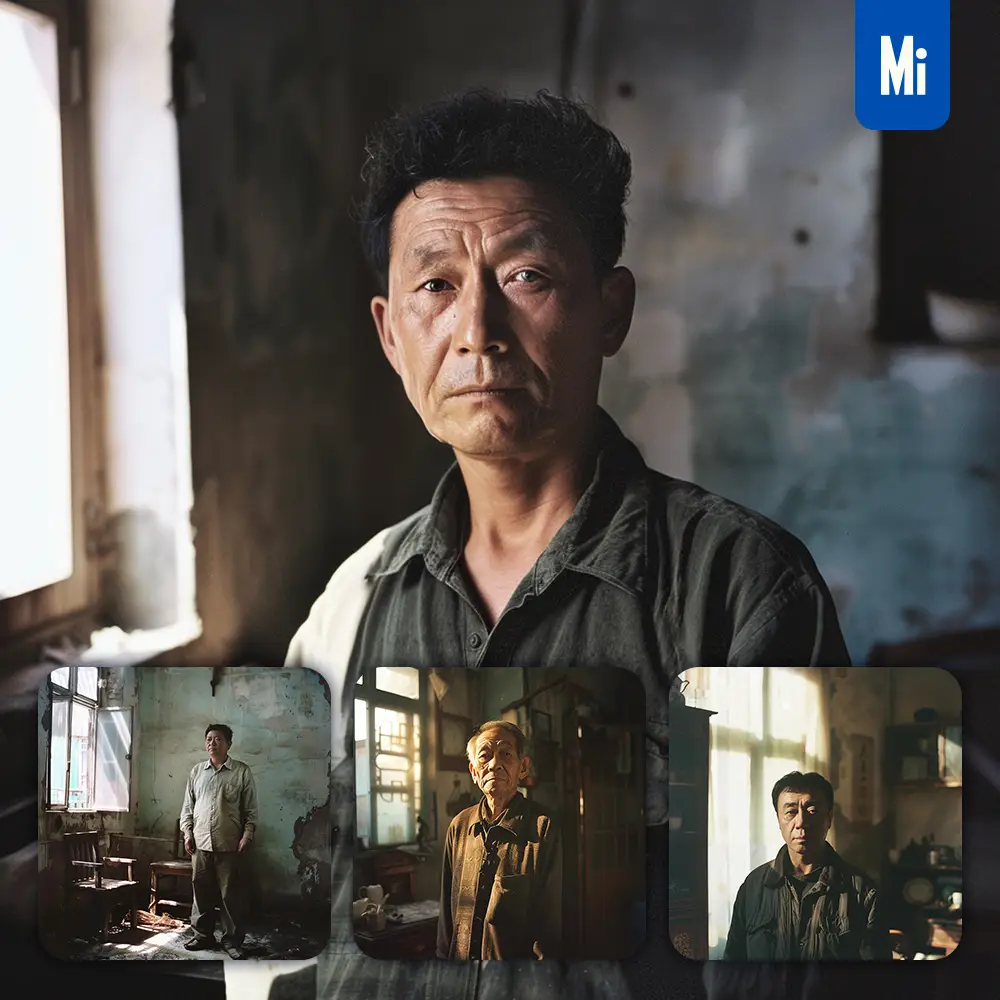 Midjourney Prompt Chinese Man American Light Sunshine Room Portrait Photography