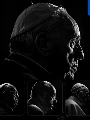 Midjourney Prompt Pope Black White Light Face Head Mysterious Silhouette Photography