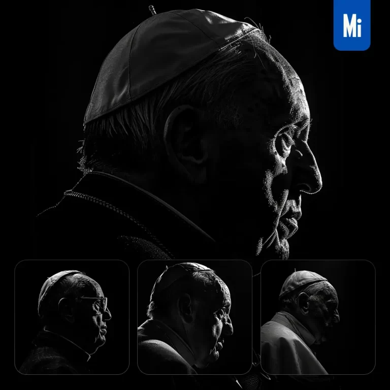 midjourney prompt Pope godfather black white light face head mysterious silhouette photography