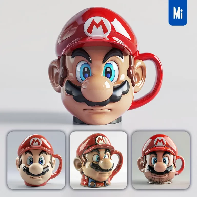 midjourney prompt Super Mario cup mug cartoon photography