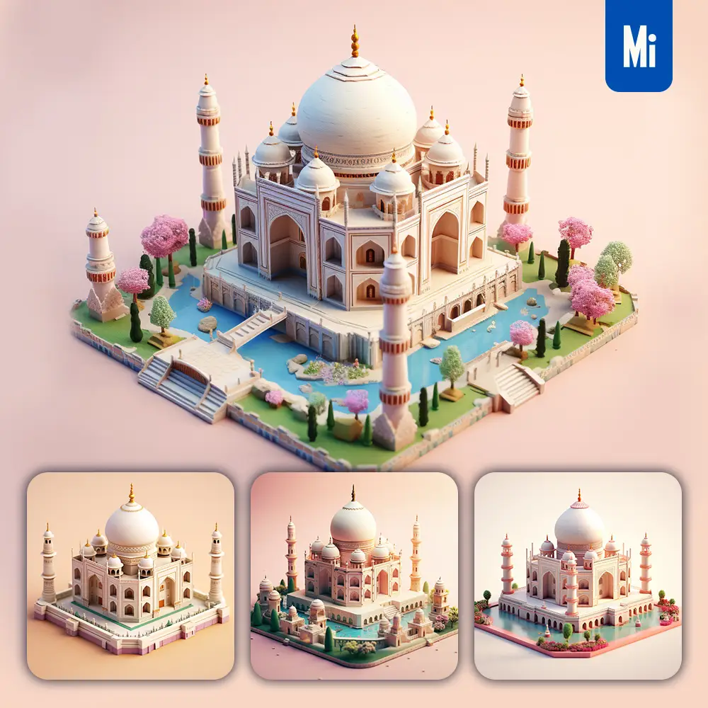 Midjourney Prompt Taj Mahal 3d C4d Model Space Scene