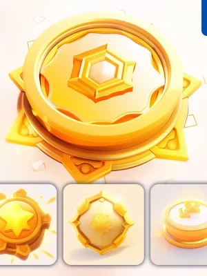 Midjourney Prompt Badge Icon 3d Game Golden Gold Ui