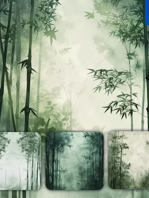 Midjourney Prompt Bamboo Forest Misty Chinese Ink Wash Painting