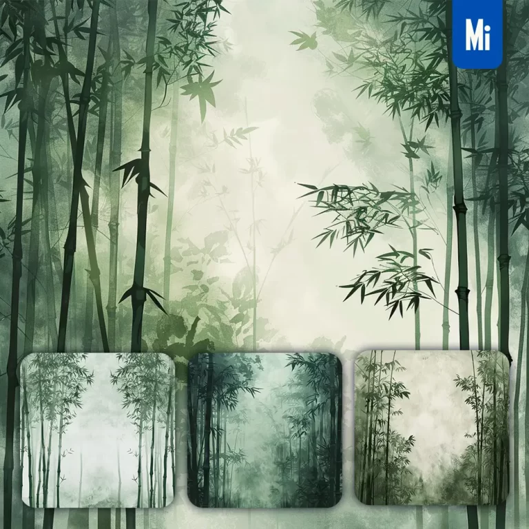 midjourney prompt bamboo forest misty Chinese ink wash painting