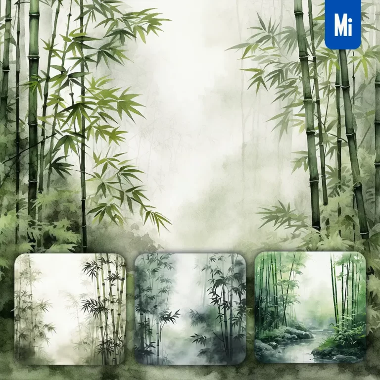 midjourney prompt bamboo forest misty Chinese ink water wash painting