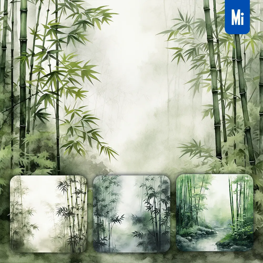 Midjourney Prompt Bamboo Forest Misty Chinese Ink Water Wash Painting