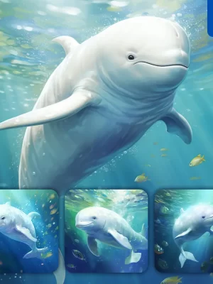 Midjourney Prompt Beluga Whale Swim Sea Swimming Water Underwater Oil Painting