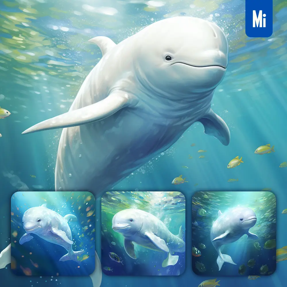 Midjourney Prompt Beluga Whale Swim Sea Swimming Water Underwater Oil Painting