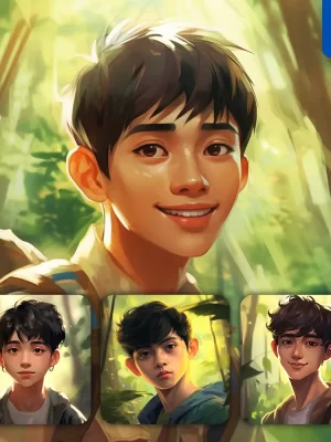 Midjourney Prompt Boy Cartoon Illustration Painting Portrait Face