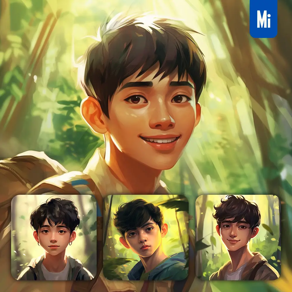 Midjourney Prompt Boy Cartoon Illustration Painting Portrait Face