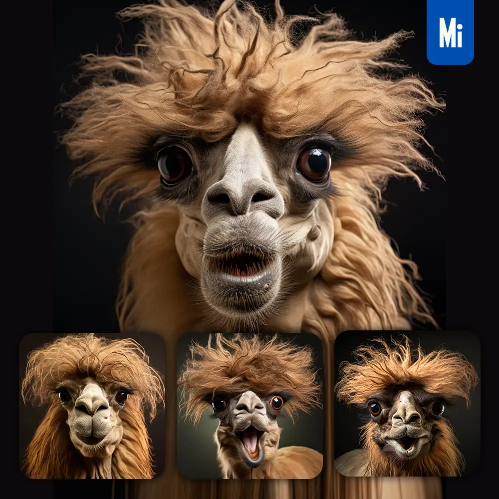 Midjourney Prompt Camel Crazy Fur Photography Portrait Hair Mania Mane