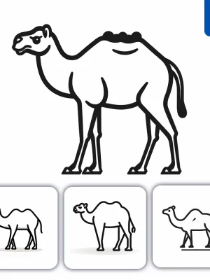 Midjourney Prompt Camel Thick Line Cartoon Vector Logo Icon