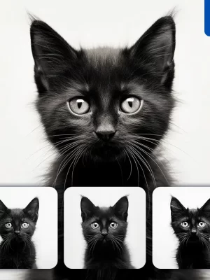 Midjourney Prompt Cat Baby Black White Photography Face Head Silhouette Front