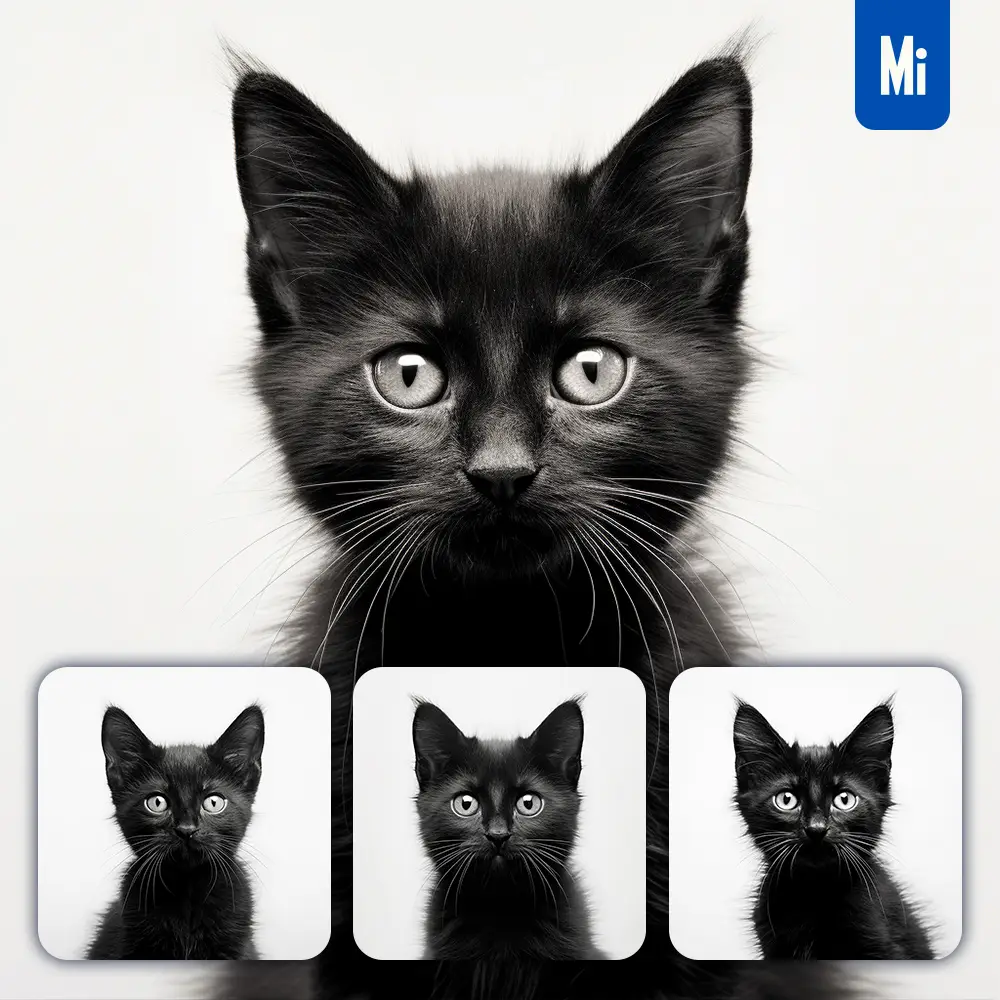 Midjourney Prompt Cat Baby Black White Photography Face Head Silhouette Front