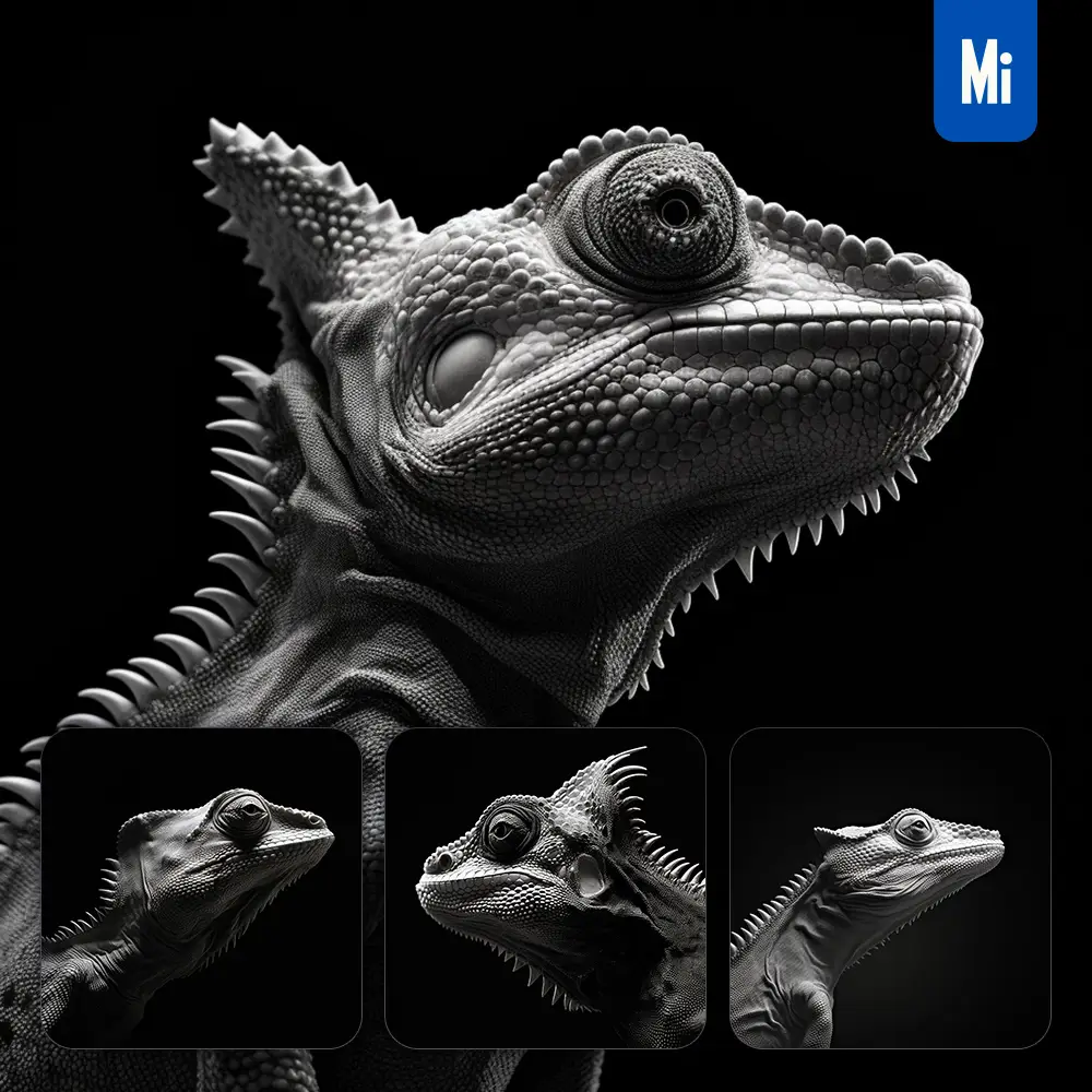 Midjourney Prompt Chameleon Side Photography Black Head Face Silhouette