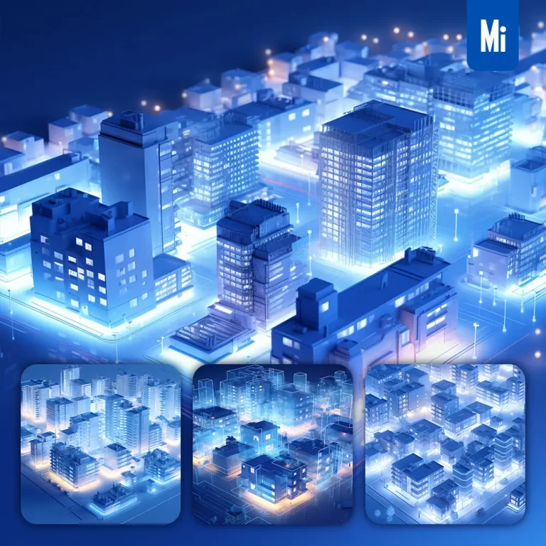 midjourney prompt city apartment building blue scene technology 3D model