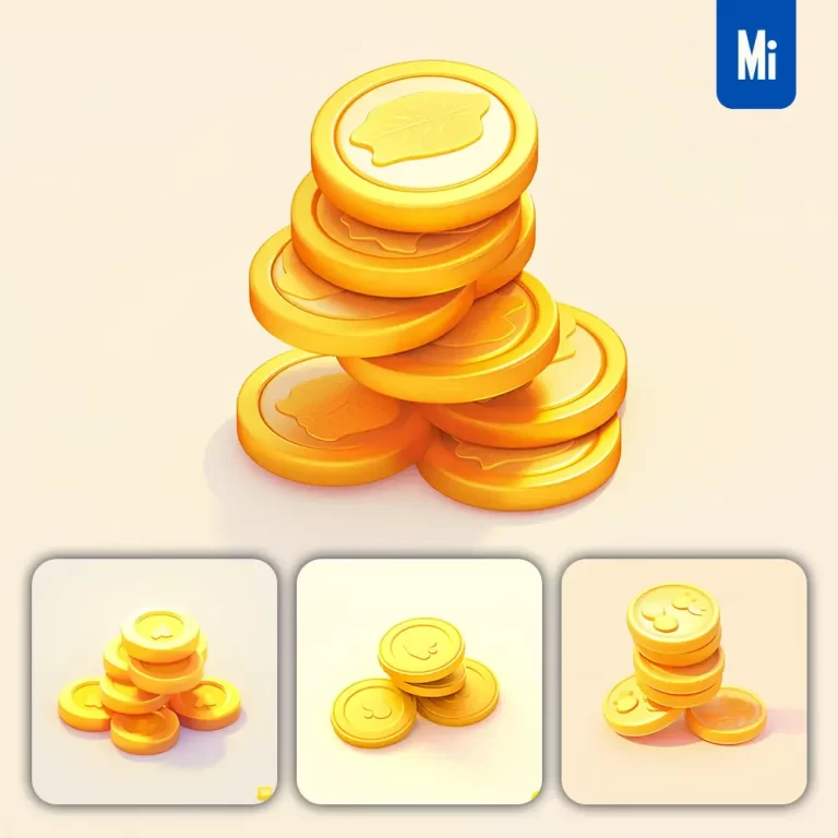midjourney prompt coin icon 3D game golden gold UI