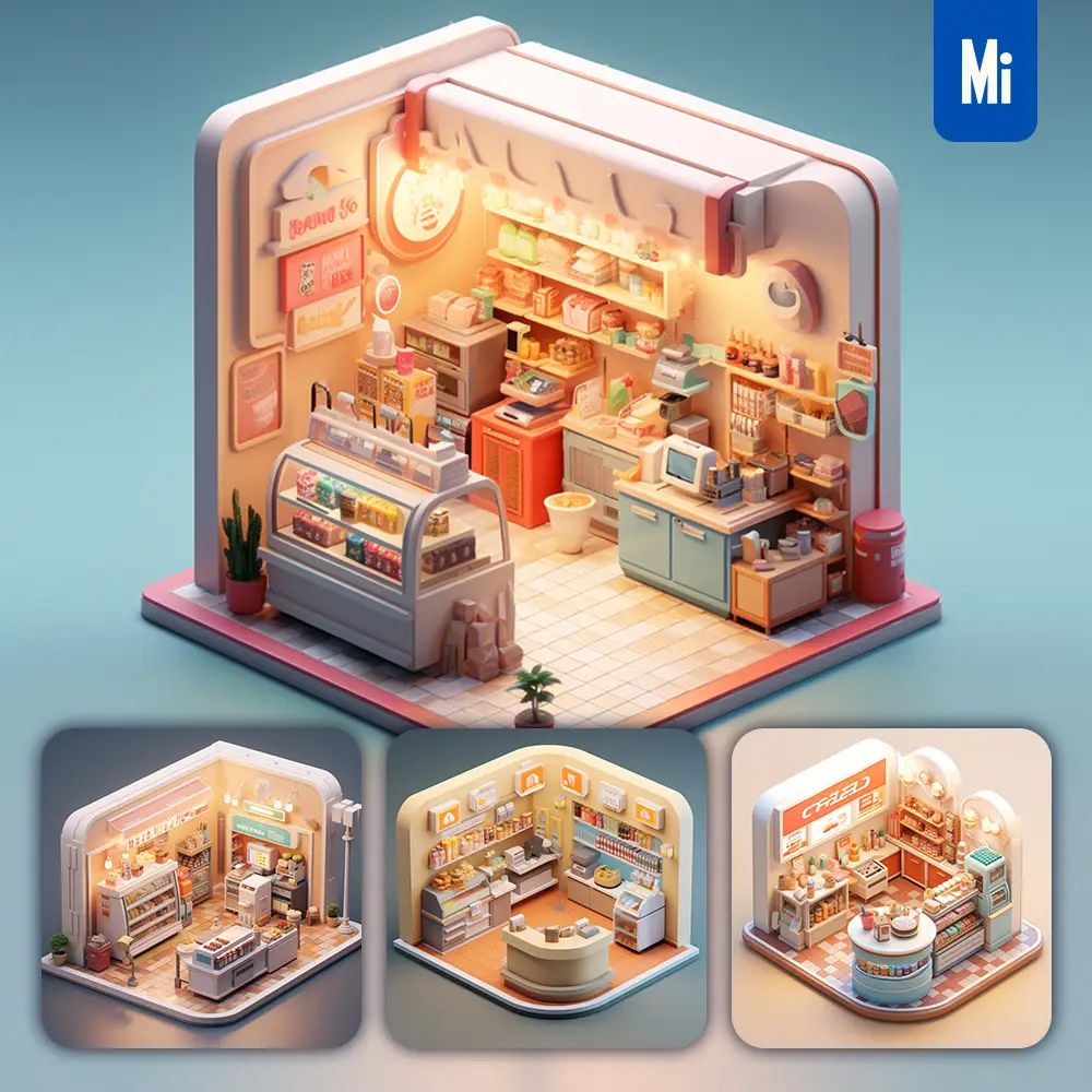 Midjourney Prompt Convenience Store 7 11 Cvs 3d C4d Model Space Scene