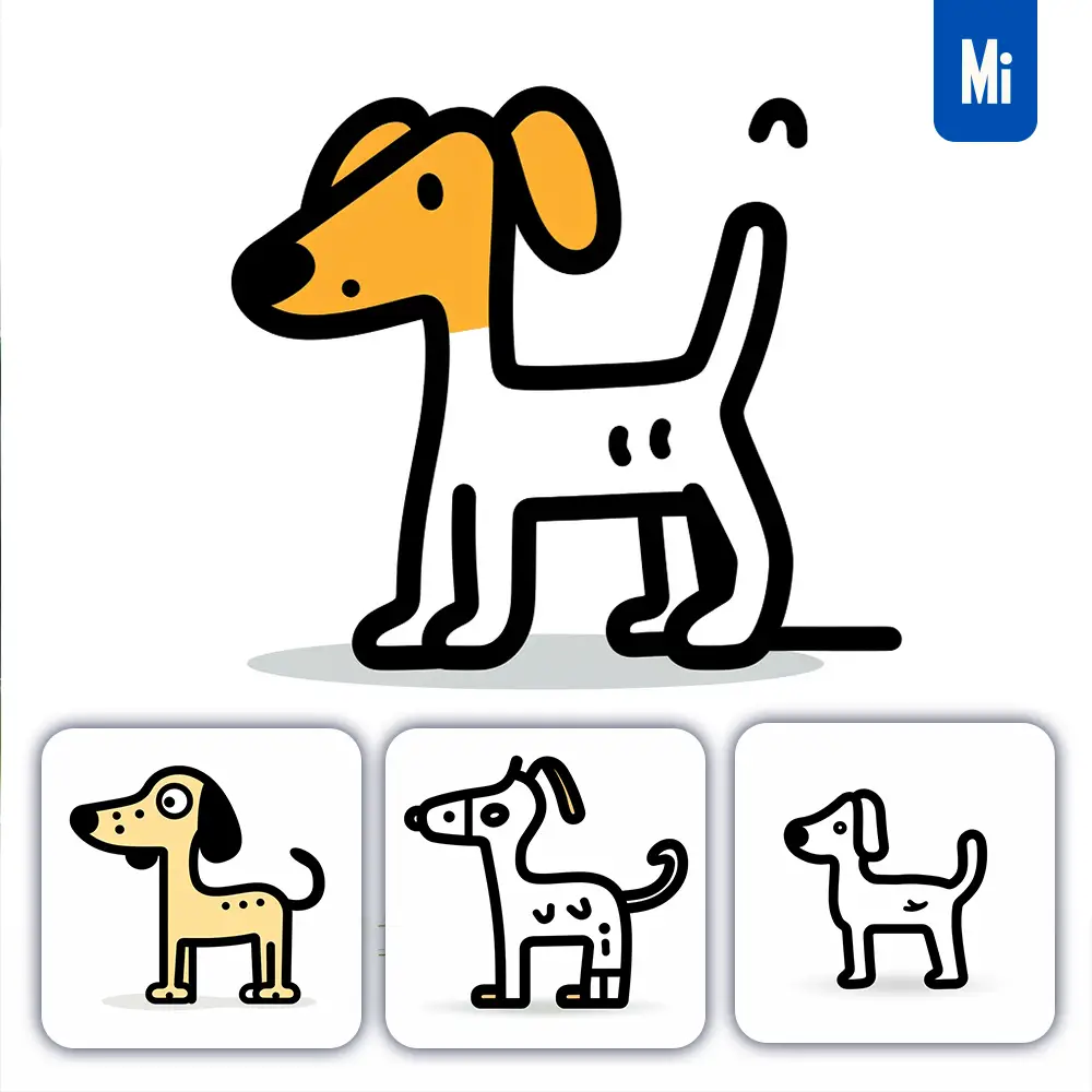Midjourney Prompt Dog Stick Figure Abstract Hand Drawn Doodle Thick Line Vector Logo Icon
