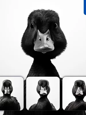 Midjourney Prompt Duck Black White Photography Face Head Silhouette Front