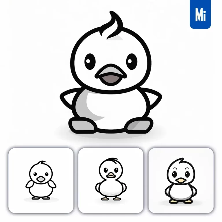 midjourney prompt duck thick line cartoon vector logo icon
