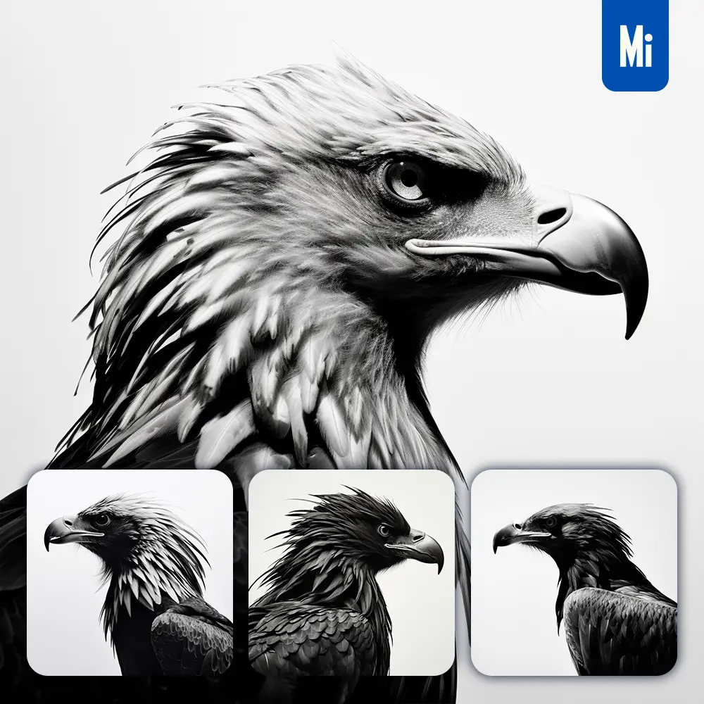 midjourney prompt eagle black photography face head silhouette