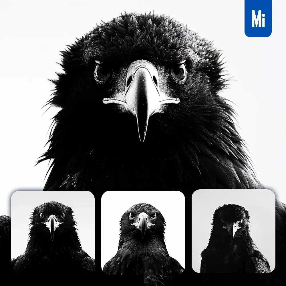 Midjourney Prompt Eagle Light Black White Face Head Silhouette Photography