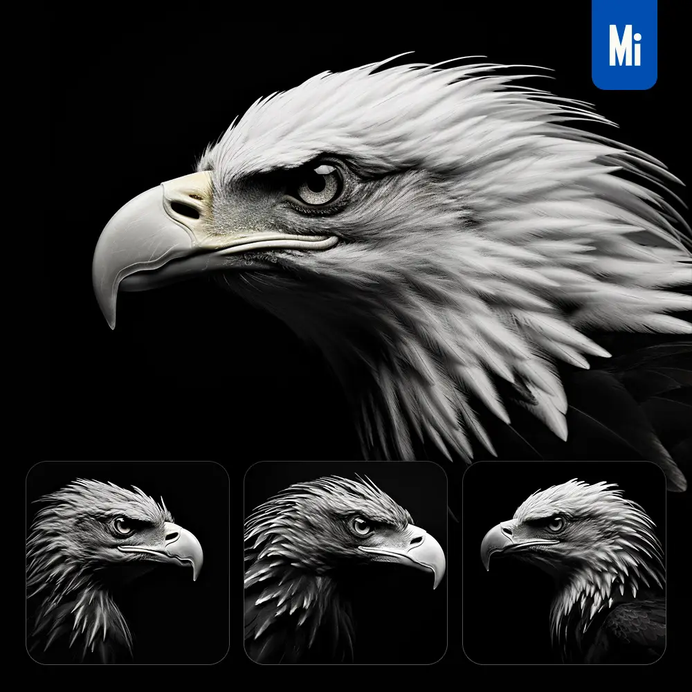 Midjourney Prompt Eagle Side Photography Black Head Face Silhouette
