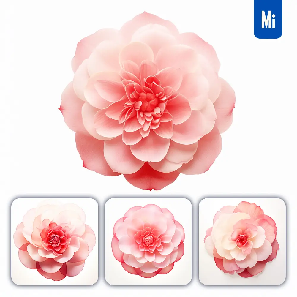 midjourney prompt flower red camellia petal circle round illustration