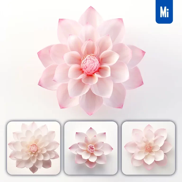 midjourney prompt flower white pink lotus petal circle round illustration