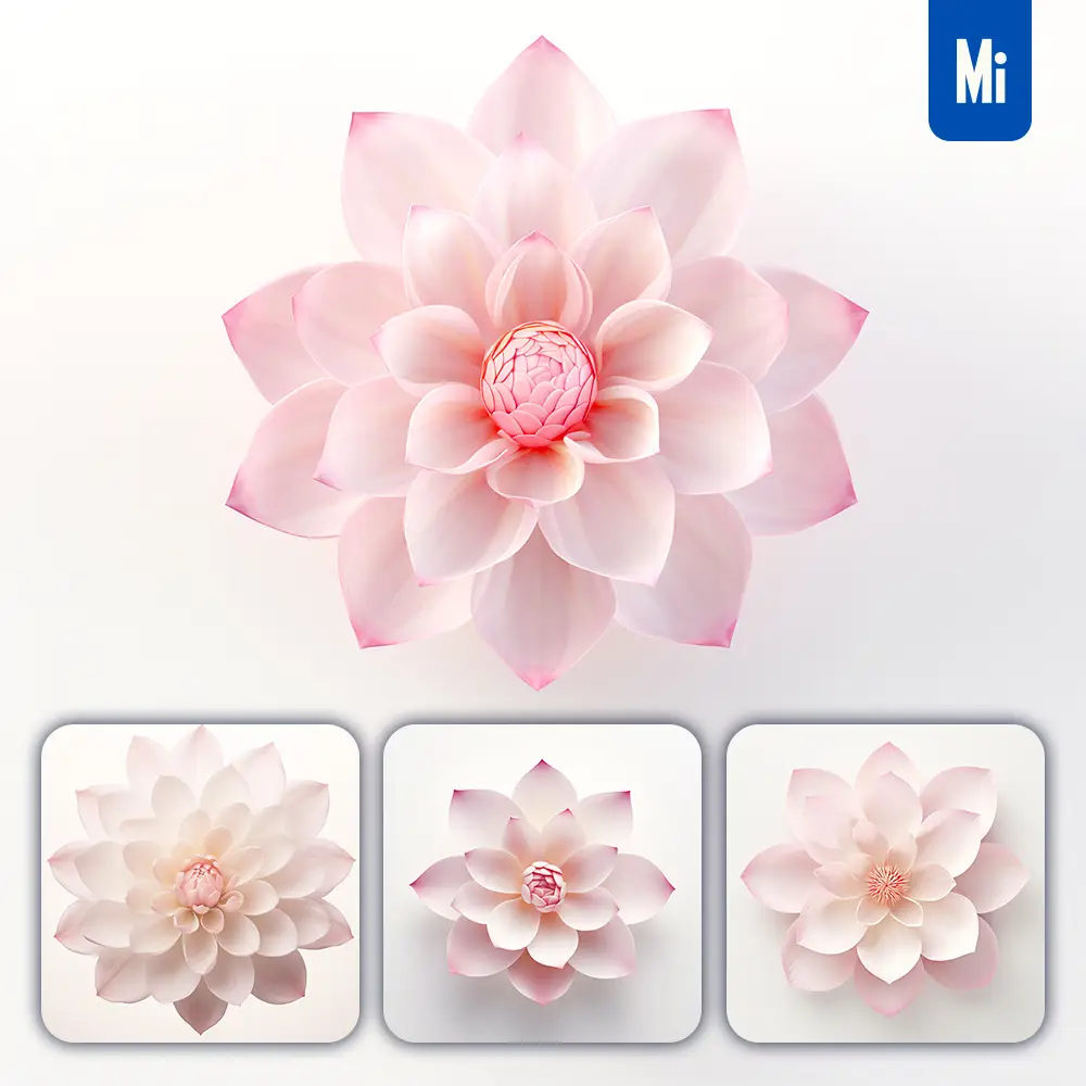 Midjourney Prompt Flower White Pink Lotus Petal Circle Round Illustration