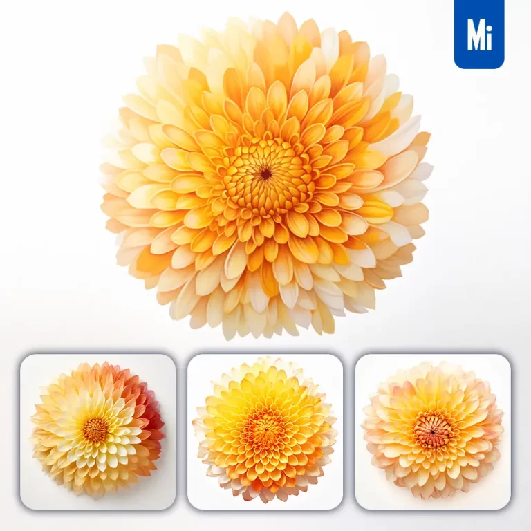 midjourney prompt flower yellow chrysanthemum petal circle round illustration