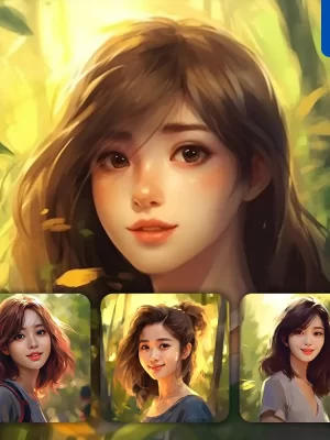 Midjourney Prompt Girl Cartoon Illustration Painting Portrait Face