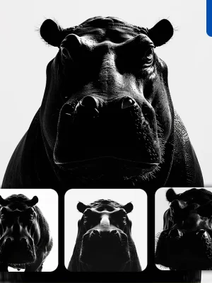 Midjourney Prompt Hippo Front Black White Light Face Head Mysterious Silhouette Photography