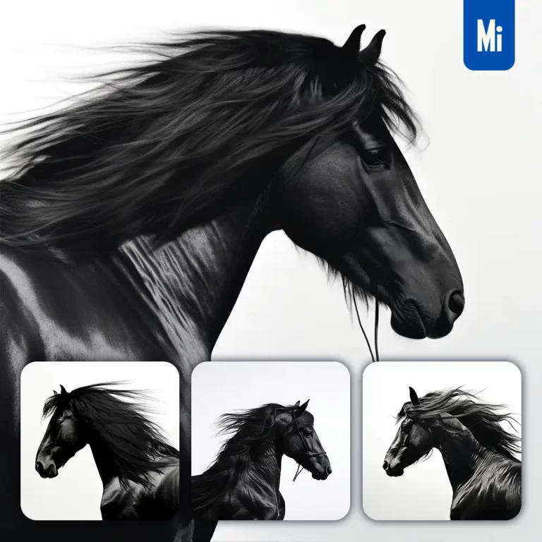 midjourney prompt horse black photography face head silhouette