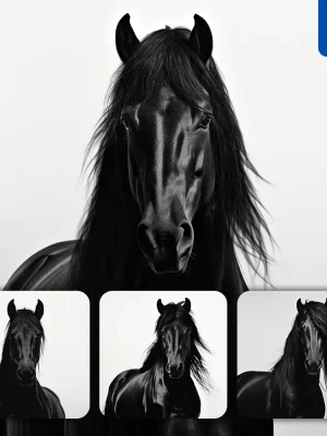 Midjourney Prompt Horse Black White Photography Face Head Silhouette Front