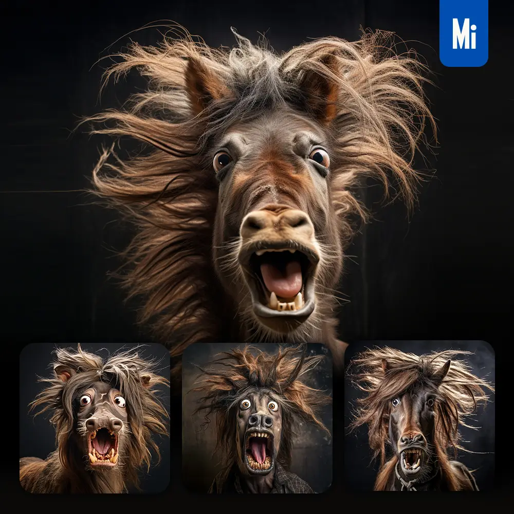 Midjourney Prompt Horse Crazy Fur Photography Portrait Hair Mania Mane