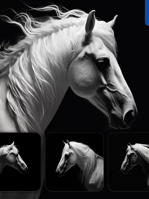 Midjourney Prompt Horse Side Photography Black Head Face Silhouette