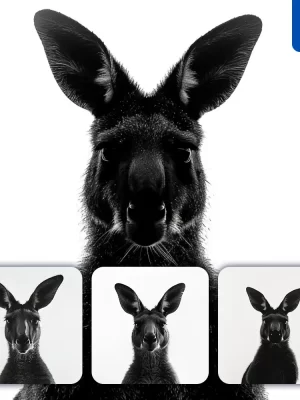 Midjourney Prompt Kangaroo Light Black White Face Head Silhouette Photography