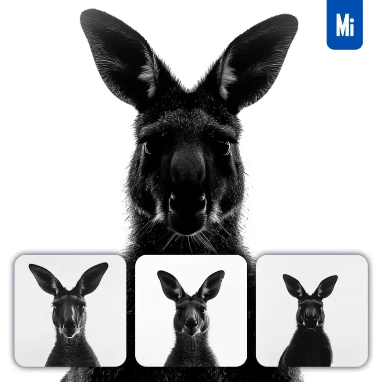 midjourney prompt kangaroo light black white face head silhouette photography