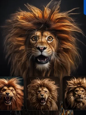 Midjourney Prompt Lion Crazy Fur Photography Portrait Hair Mania Mane