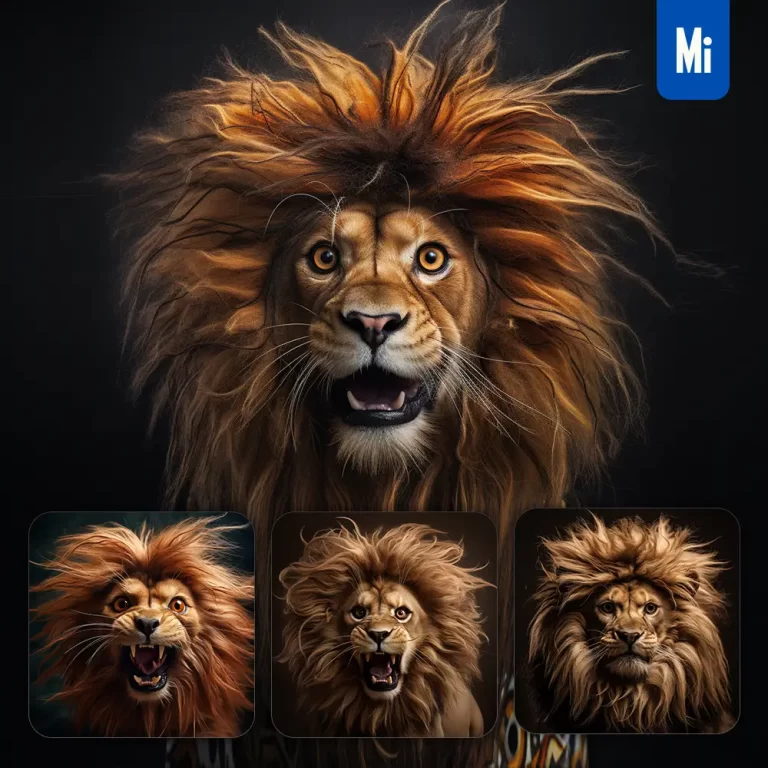 midjourney prompt lion crazy fur photography portrait hair mania mane