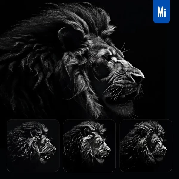 Midjourney Prompt Lion Side Photography Black Head Face Silhouette