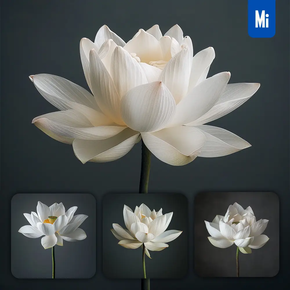 Midjourney Prompt Lotus Flower Bloom Single White Photography