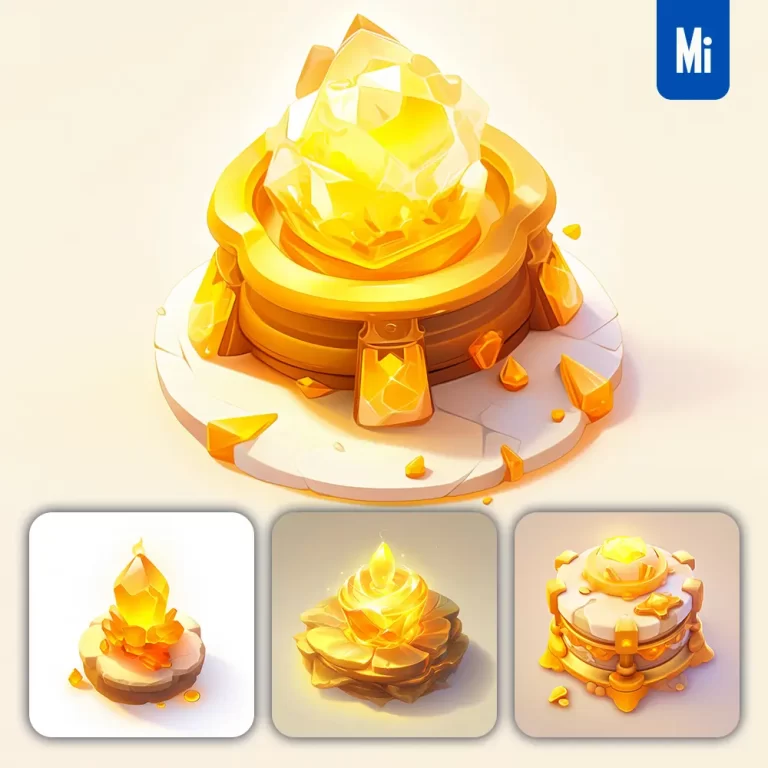 midjourney prompt magic sorcerer stone icon 3D game golden gold UI