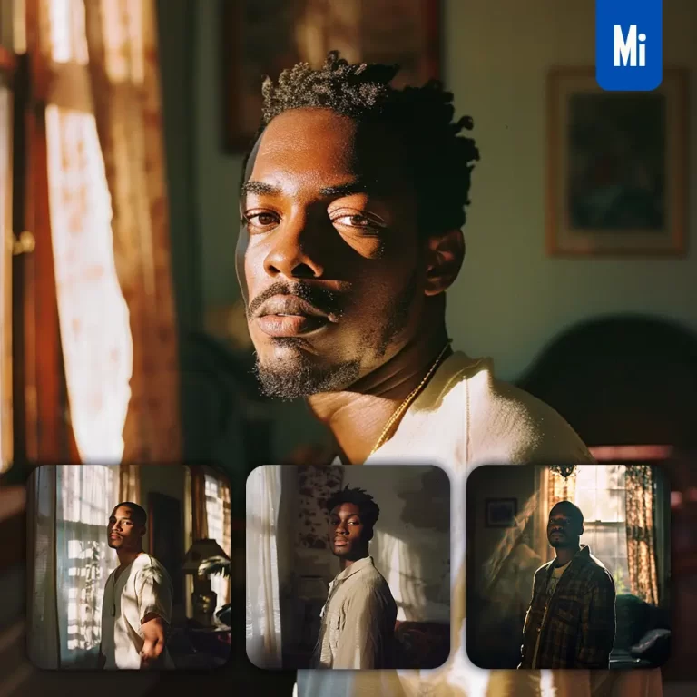 midjourney prompt man African male light sunshine room portrait photography