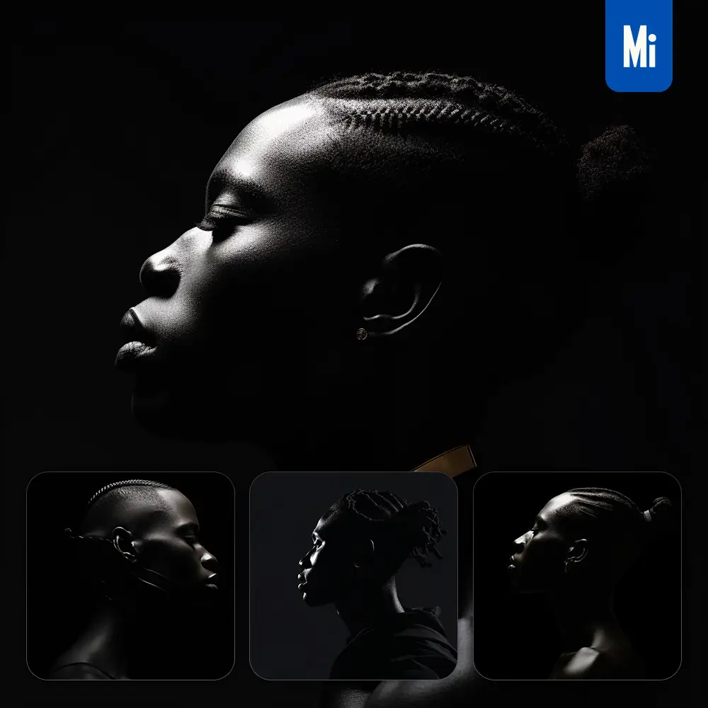 Midjourney Prompt Man African Side Photography Black Head Face Silhouette