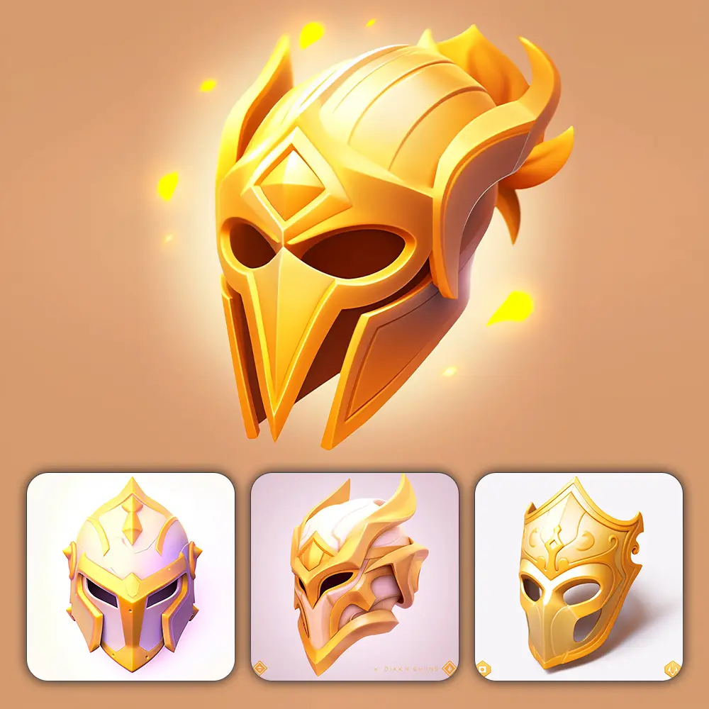 Midjourney Prompt Mask Icon 3d Game Golden Gold Ui