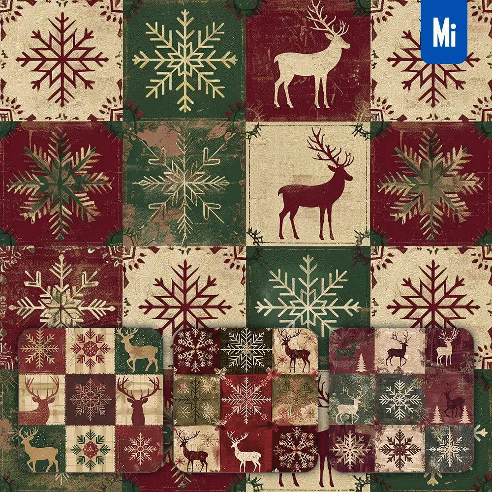 Midjourney Prompt Pattern Christmas Santa Deer Snowflakes Nordic Art