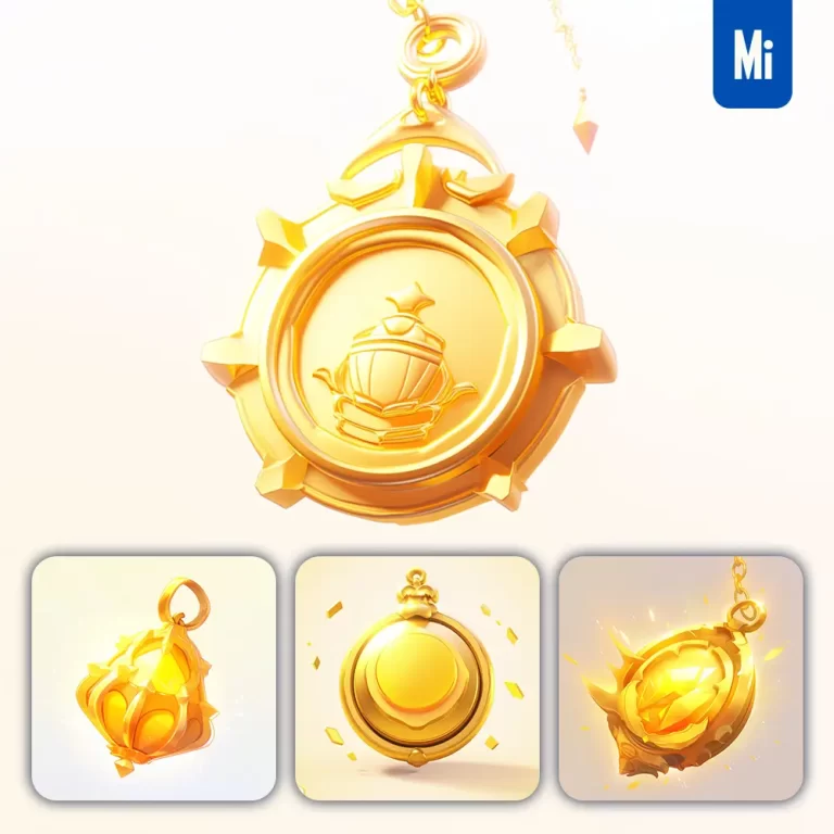 midjourney prompt necklace pendant icon 3D game golden gold UI